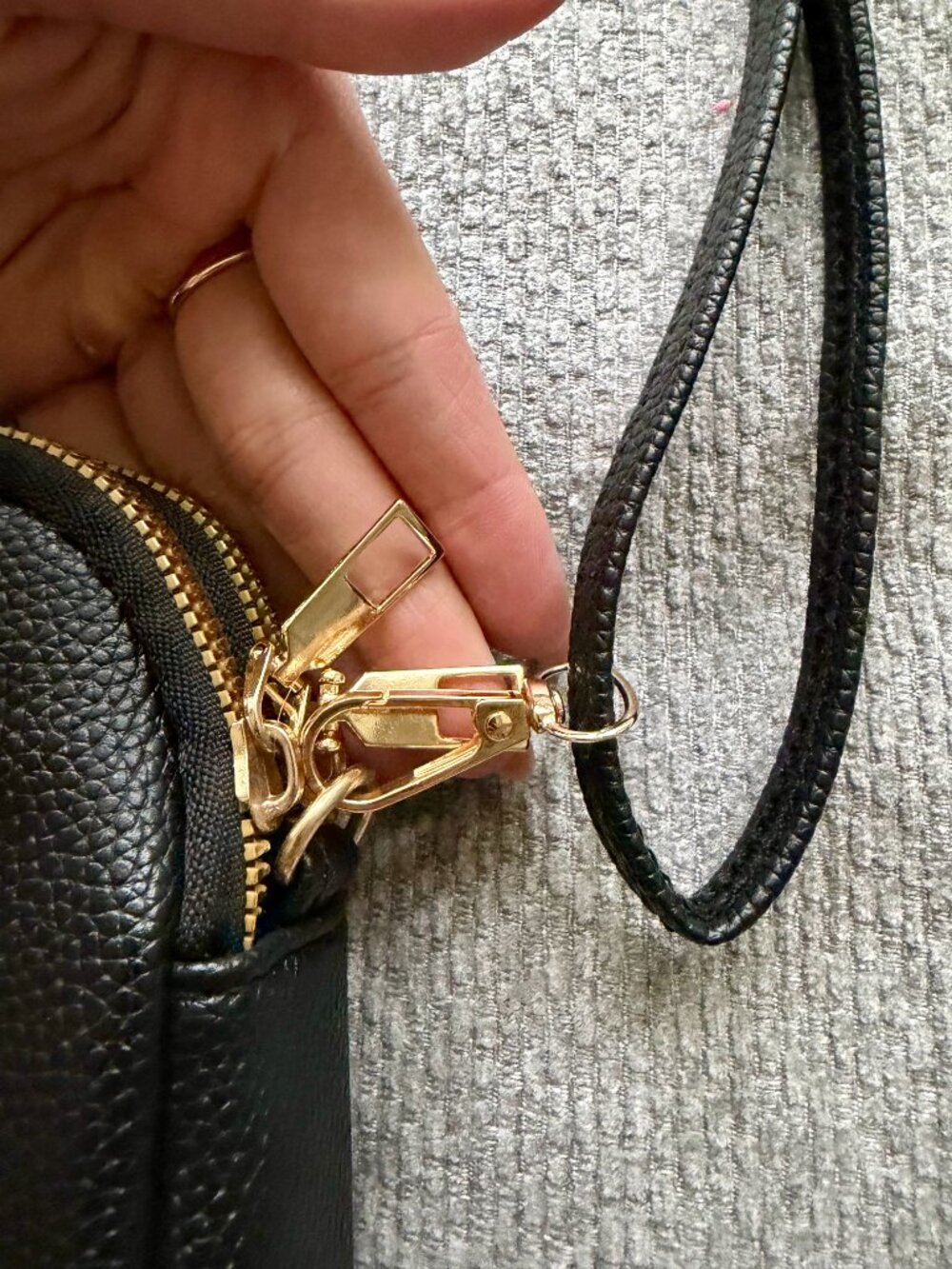 Black Crossbody Bag with Gold Detailing - Picture 3 of 4